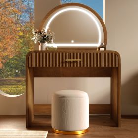 39" Makeup Vanity Table with Mirror Touch Screen Lighted Mirror, Dressing Table with Drawer for Bedroom, Espresso