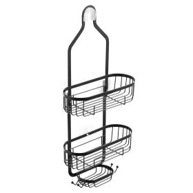Shower Caddy, 3-Tier Hanging Bathroom Shower Storage Organization Shelves Rack Set, with Soap Holder and Hooks for Towels, Sponge