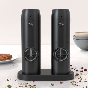 Set of 2 Electric Salt and Pepper Grinder, Automatic Pepper Mill,USB Rechargeable, Adjustable Coarseness, One-handed Operation, Ceramic Burr