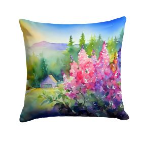 Idaho Syringa in Watercolor Throw Pillow Machine Washable, Indoor Outdoor Decorative Pillow for Couch, Bed or Patio, 14Hx14W