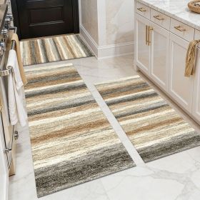 Three-piece kitchen rug set, non-slip and washable, abstract pattern kitchen hallway rug, soft and comfortable, suitable for sinks, floors, entra (Main Material: Polyester, Main Color: White)
