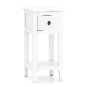 3-Tier Nightstand with Drawer and Open Storage Shelf (Color: Walnut)